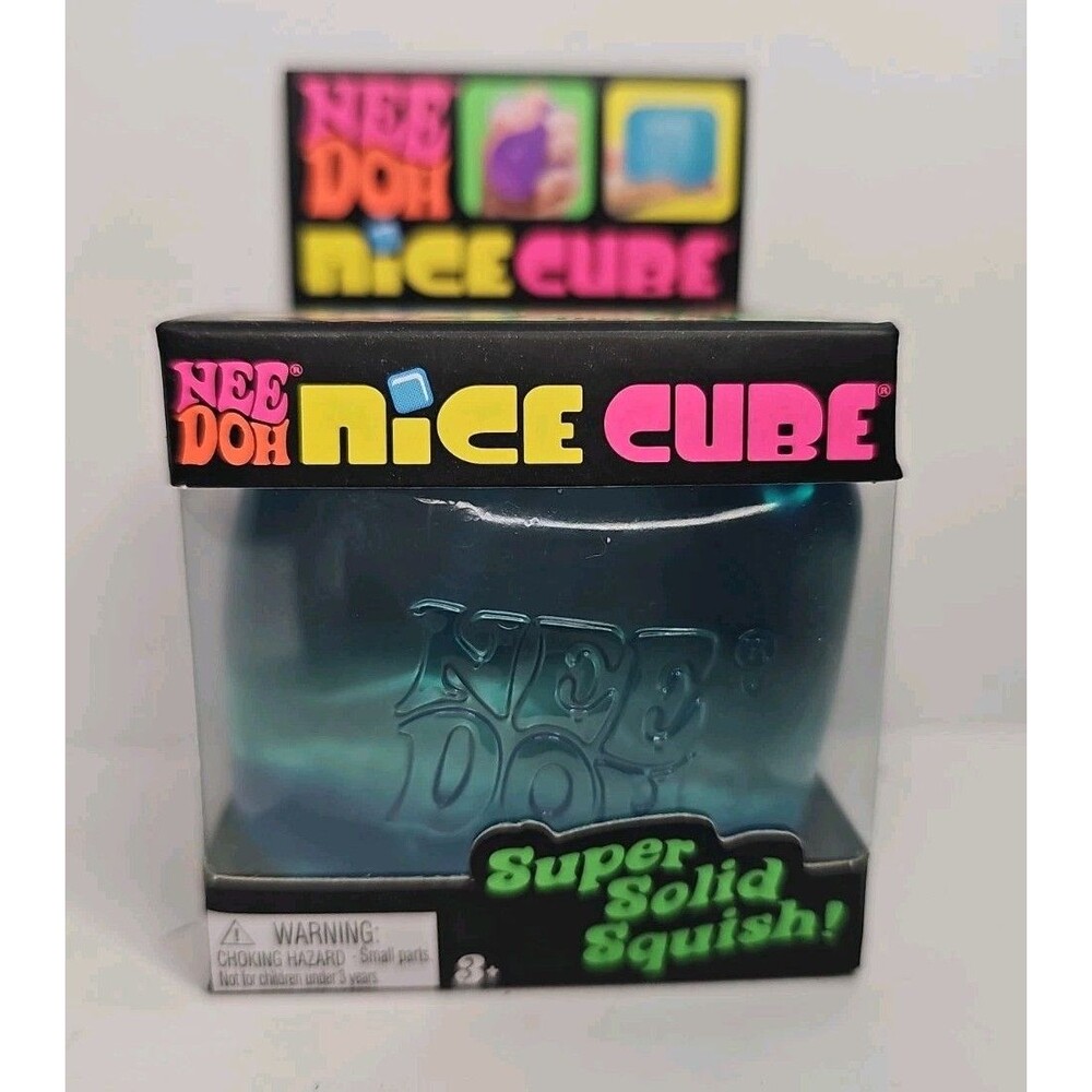 Schylling NeeDoh Nice Cube Super Solid Squish Blue Squeeze Toy Viral Tiktok